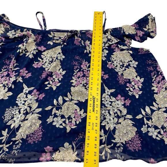 Torrid Blouse Womens 6X Blue Floral Top Cold Shoulder Flowy Fairy Bloomcore - Picture 10 of 11
